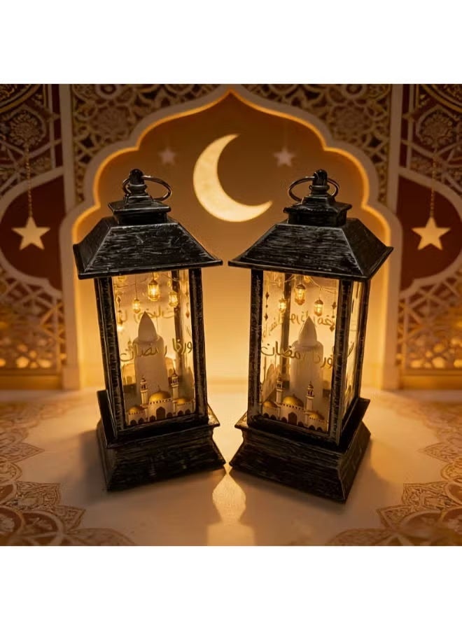 فانوسان رمضانيان بألوان عشوائية، يعملان بالبطارية، ويشملان 3 بطاريات زر. - Image 3